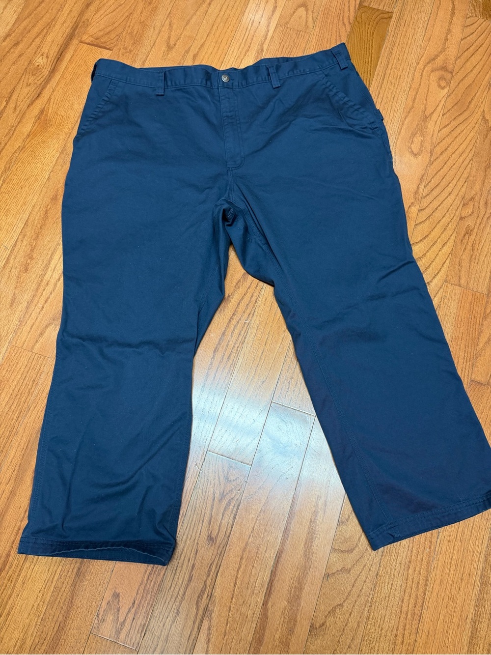 Duluth Trading Mens Classic Navy Blue Cotton Carpenter Cargo Pants Size 46x28